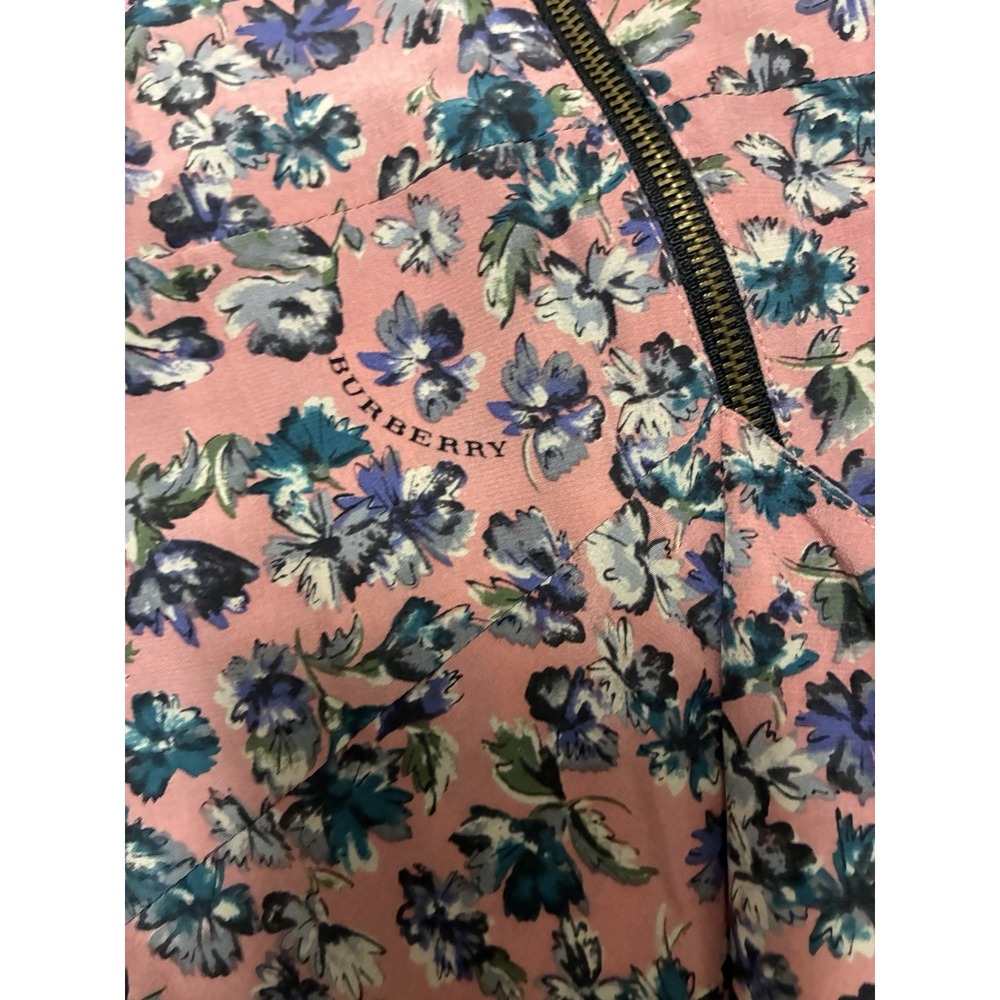 Burberry Dress Women's 8 Pale Rose Silk Floral Midi Boho Cottagecore Prairie NEW - Picture 7 of 16